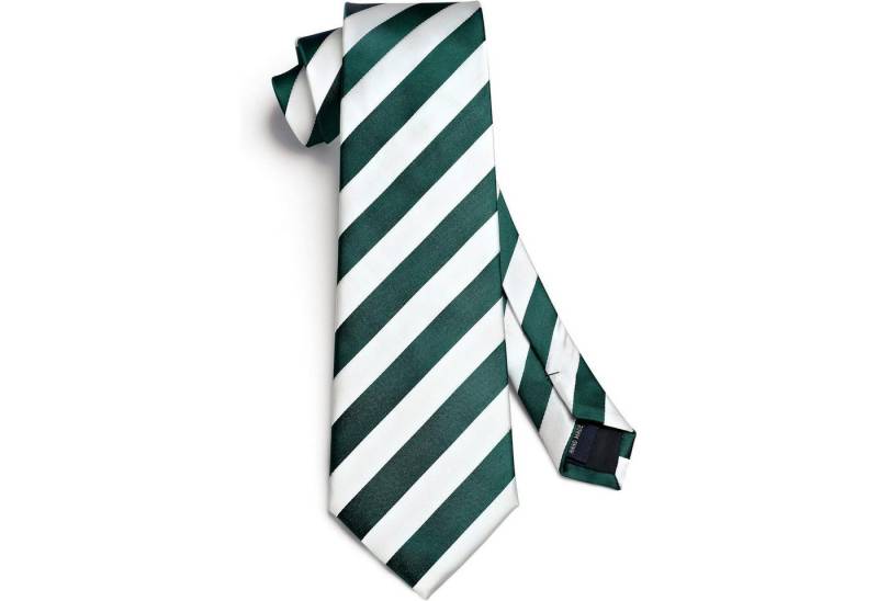 LuxusKollektion Krawatte Krawatte Herren Hochzeit Einstecktuch Set Gestreift Grün Weiß von LuxusKollektion