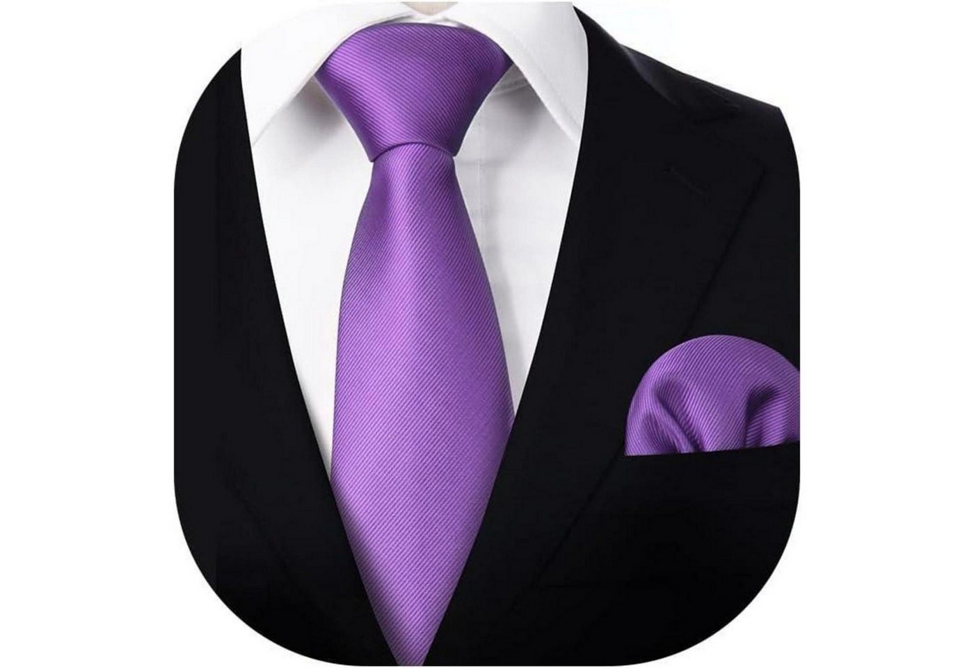 LuxusKollektion Krawatte Krawatte Herren Hochzeit Einstecktuch Set einfarbig Farben N2 Violett von LuxusKollektion