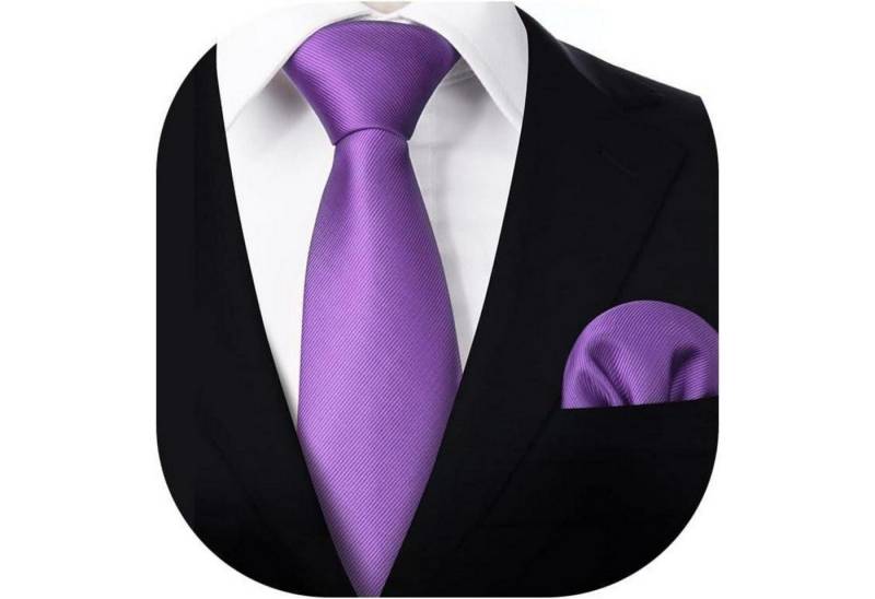 LuxusKollektion Krawatte Krawatte Herren Hochzeit Einstecktuch Set einfarbig Farben N2 Violett von LuxusKollektion