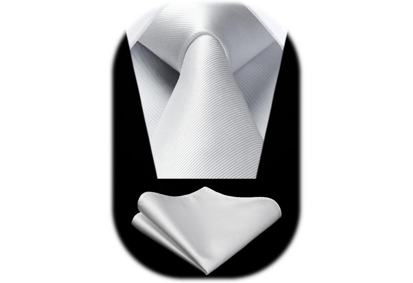 LuxusKollektion Krawatte Krawatte Herren Hochzeit Einstecktuch Set einfarbig O Weiß von LuxusKollektion
