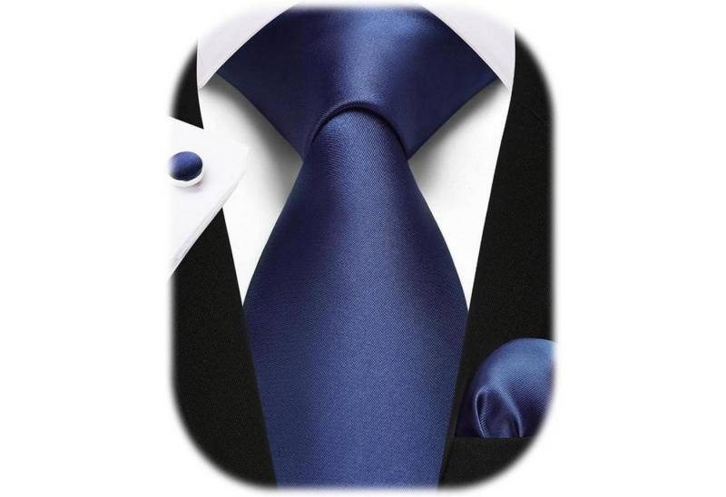 LuxusKollektion Krawatte Krawatte Herren Hochzeit Manschettenknöpfe Set Seide C4 Navy Blau LuxusKollektion Krawatte Krawatte Herren Hochzeit Manschettenknöpfe Set Seide C4 Navy Blau von LuxusKollektion