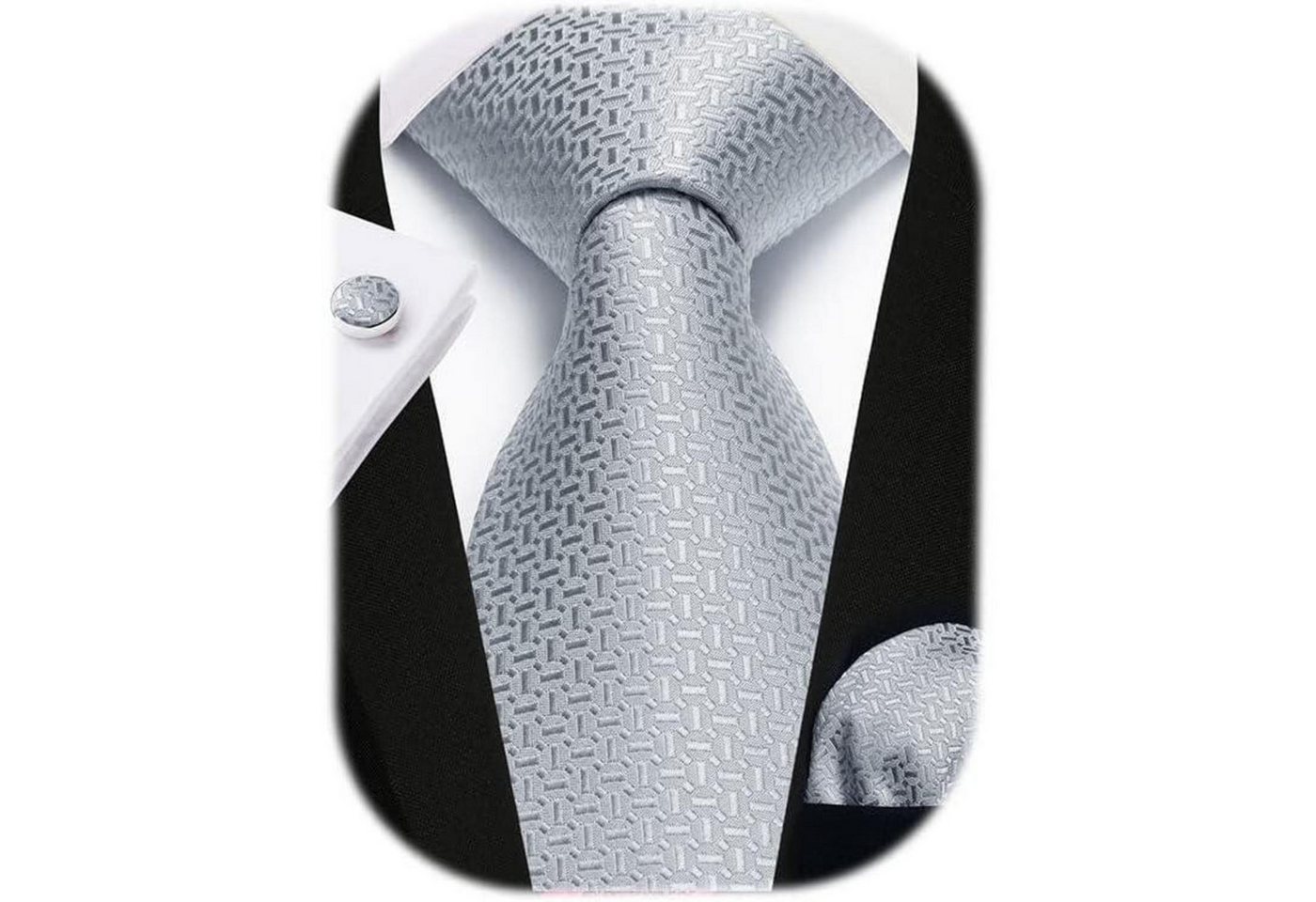 LuxusKollektion Krawatte Krawatte Herren Hochzeit Seide Paisley Einstecktuch Set D1 Grau Silber von LuxusKollektion