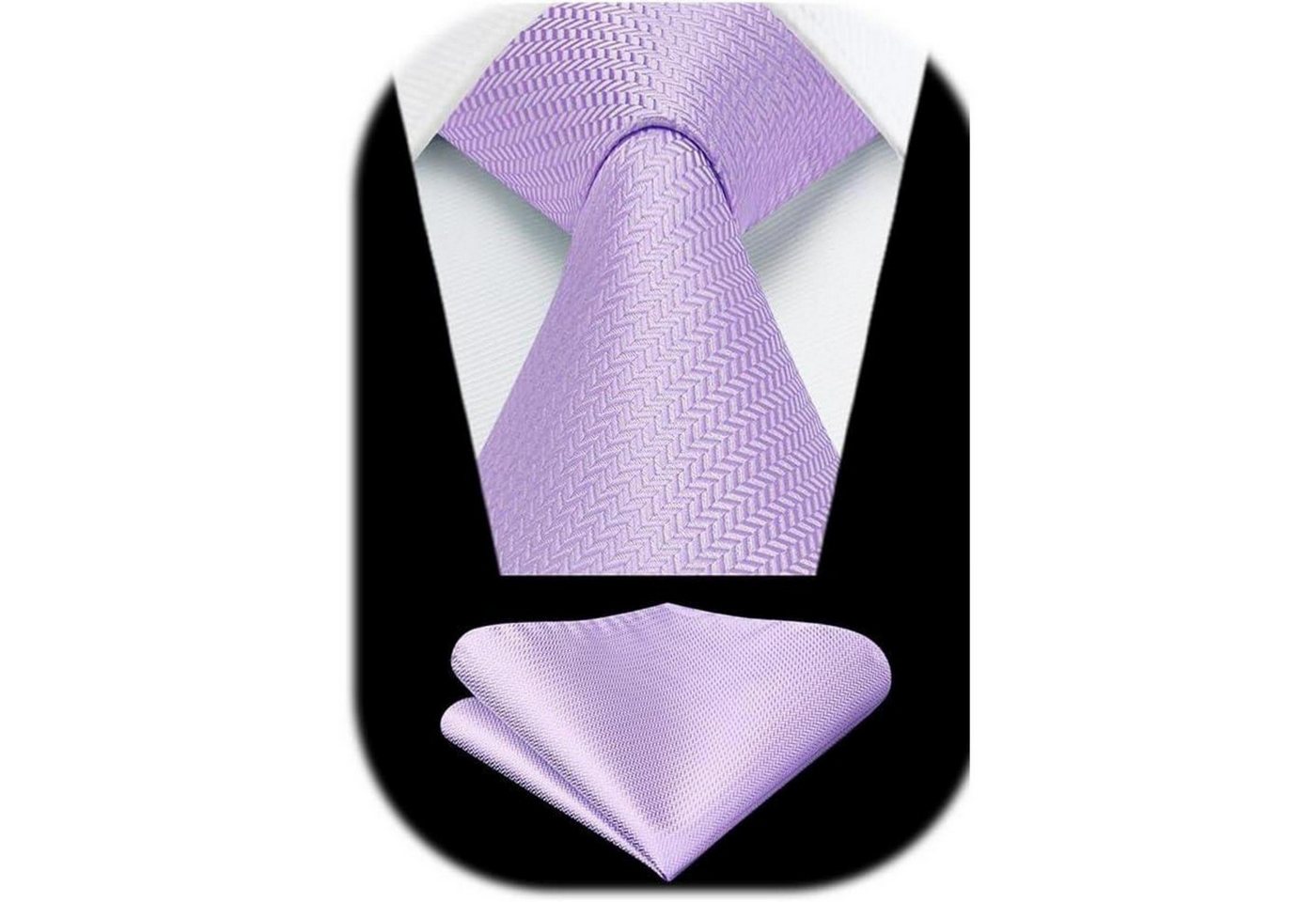 LuxusKollektion Krawatte Krawatte Herren Hochzeit einfarbig Einstecktuch Set Hellviolett von LuxusKollektion