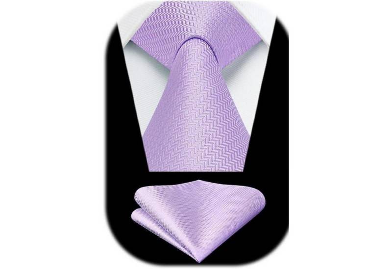 LuxusKollektion Krawatte Krawatte Herren Hochzeit einfarbig Einstecktuch Set Hellviolett von LuxusKollektion