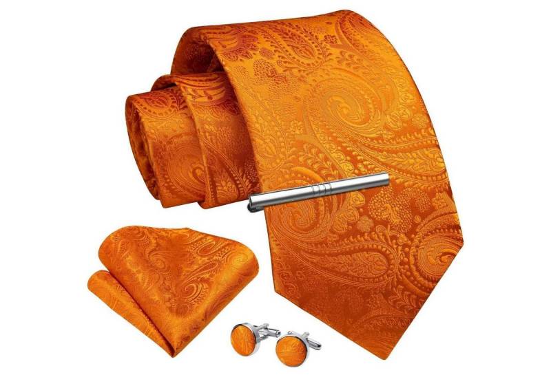 LuxusKollektion Krawatte Krawatte Herren Krawattenklammer Manschettenknopf Orange Einheitsgröße LuxusKollektion Krawatte Krawatte Herren Krawattenklammer Manschettenknopf Orange Einheitsgröße von LuxusKollektion