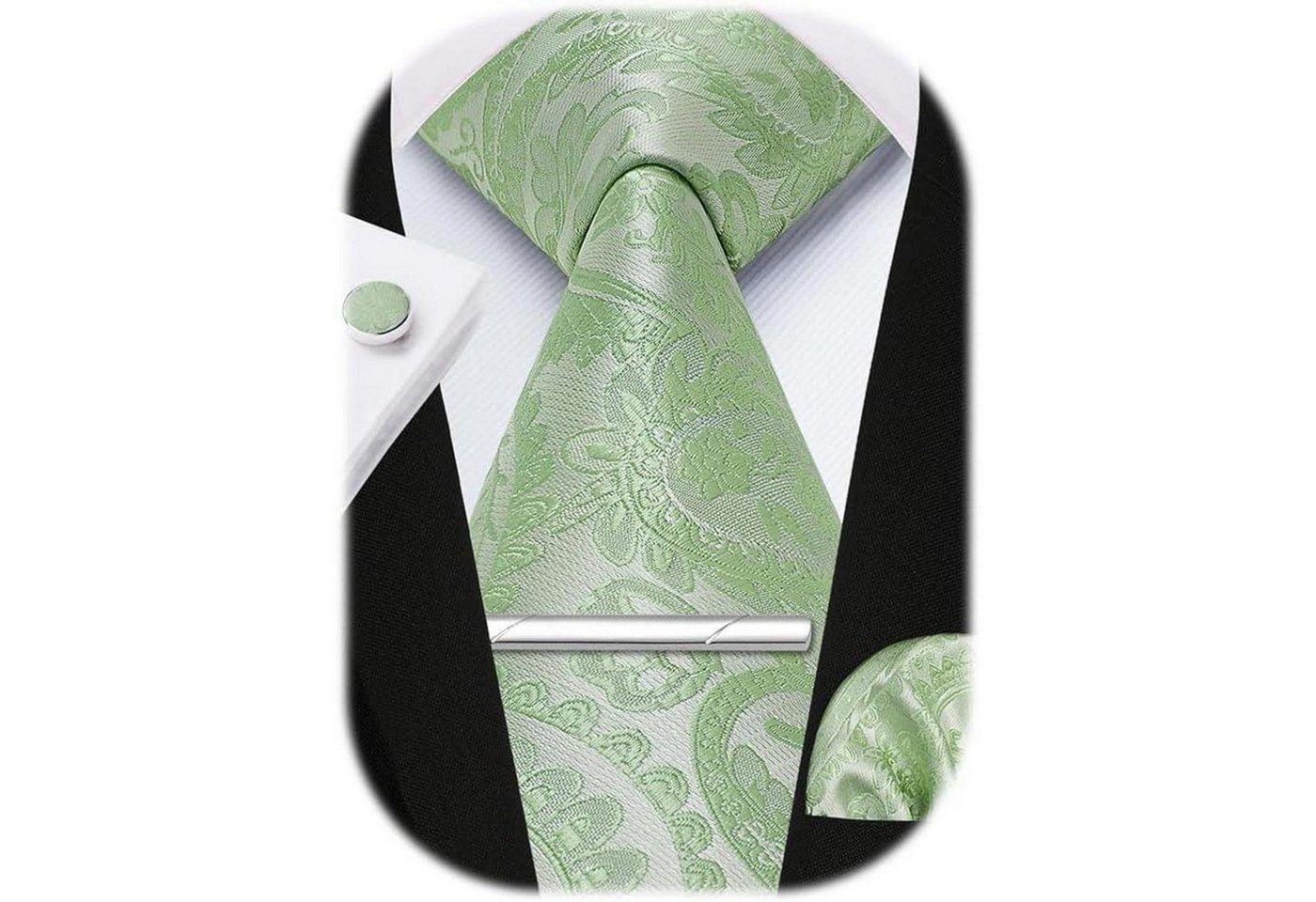 LuxusKollektion Krawatte Krawatte Herren Krawattenklammer Salbei Grün-2 Einheitsgröße LuxusKollektion Krawatte Krawatte Herren Krawattenklammer Salbei Grün-2 Einheitsgröße von LuxusKollektion