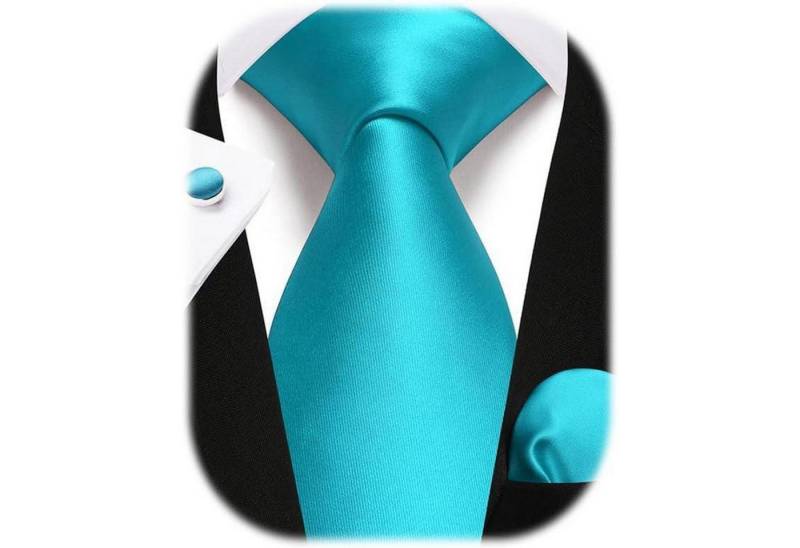 LuxusKollektion Krawatte Krawatte Herren Seide Einstecktuch Manschettenknopf Set C1 Türkis LuxusKollektion Krawatte Krawatte Herren Seide Einstecktuch Manschettenknopf Set C1 Türkis von LuxusKollektion