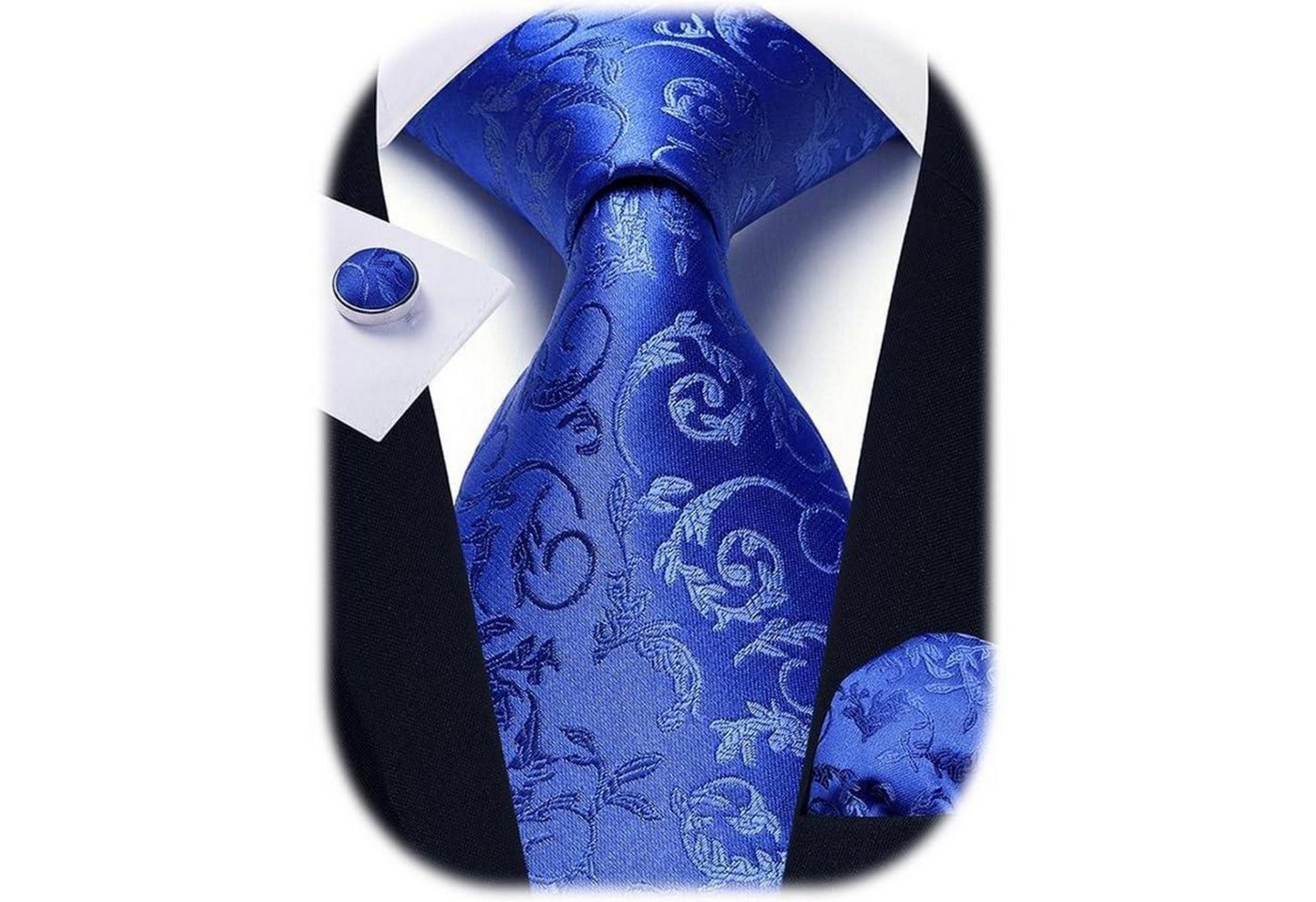 LuxusKollektion Krawatte Krawatte Herren Seide Paisley Hochzeit Einstecktuch C3 Königsblau 2 von LuxusKollektion