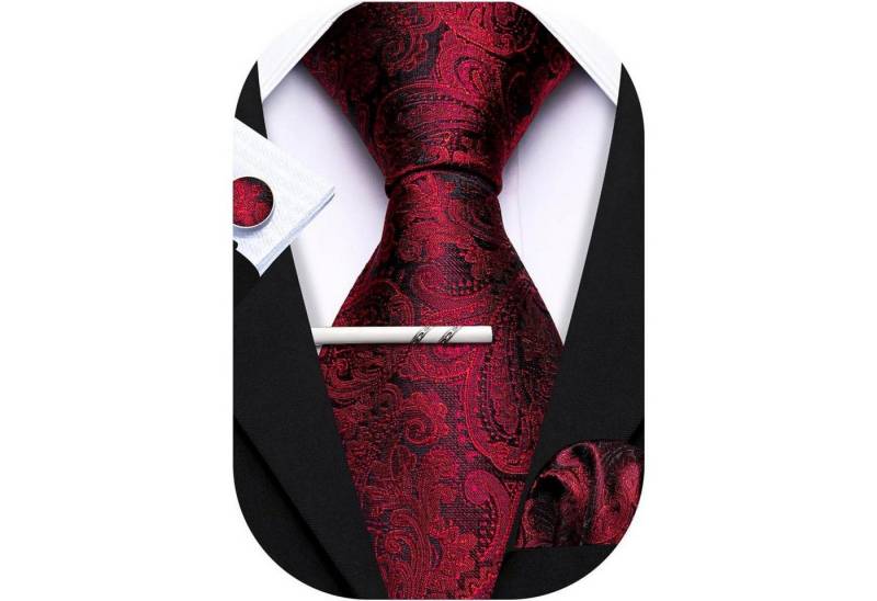 LuxusKollektion Krawatte Krawatte Herren Seide Paisley Set Manschettenknöpfe Rotes Paisley LuxusKollektion Krawatte Krawatte Herren Seide Paisley Set Manschettenknöpfe Rotes Paisley von LuxusKollektion