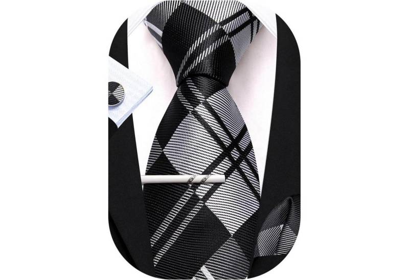 LuxusKollektion Krawatte Krawatte Herren Seide Set Einstecktuch Manschettenknopf schwarz weiß LuxusKollektion Krawatte Krawatte Herren Seide Set Einstecktuch Manschettenknopf schwarz weiß von LuxusKollektion