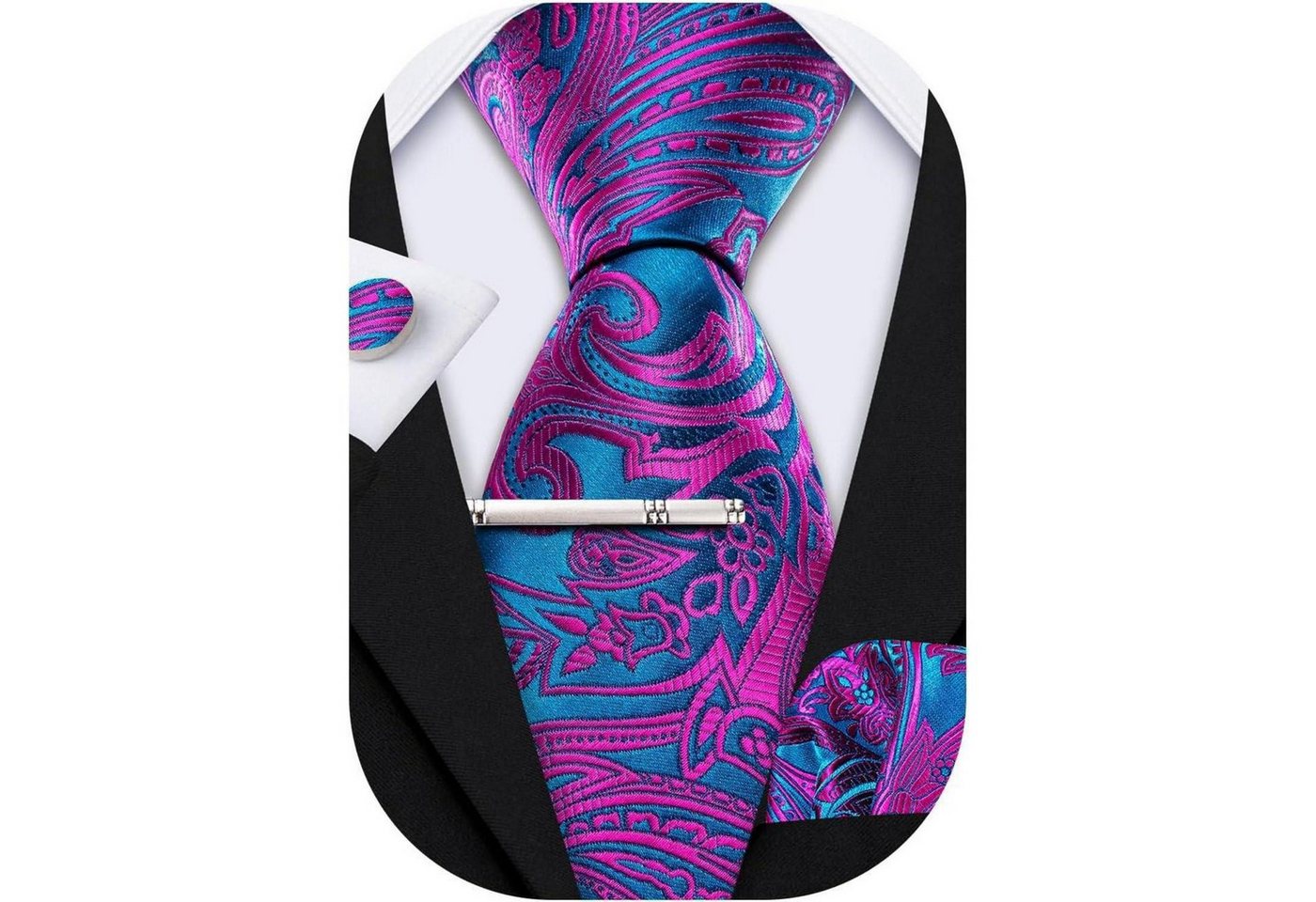 LuxusKollektion Krawatte Krawatte Herren Seide Set Paisley Blaugrün und Violett LuxusKollektion Krawatte Krawatte Herren Seide Set Paisley Blaugrün und Violett von LuxusKollektion