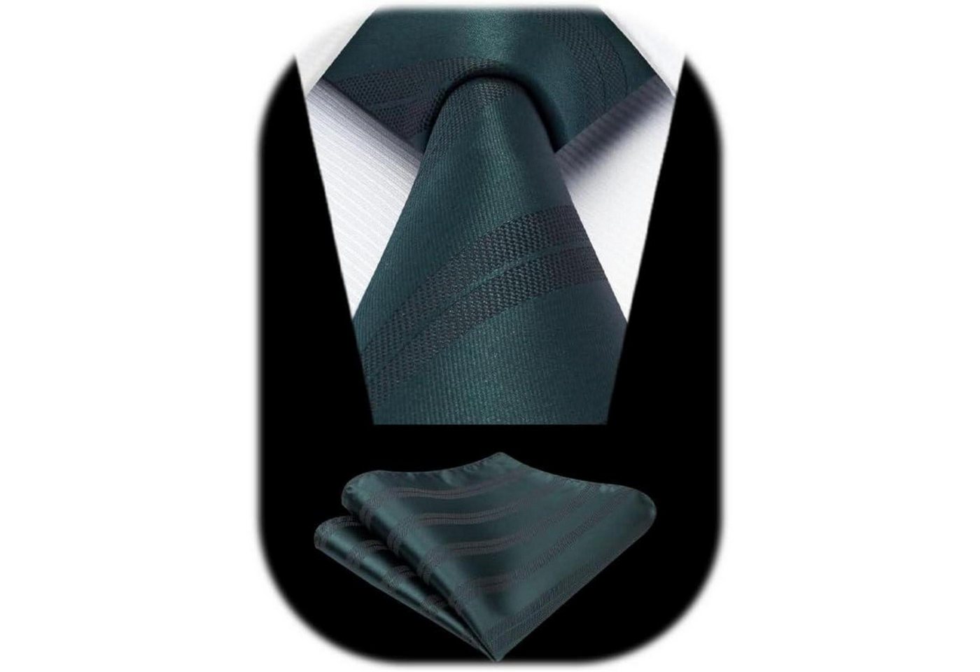 LuxusKollektion Krawatte Krawatte Herren Streifen Einstecktuch Set Hochzeit Grün-1 von LuxusKollektion