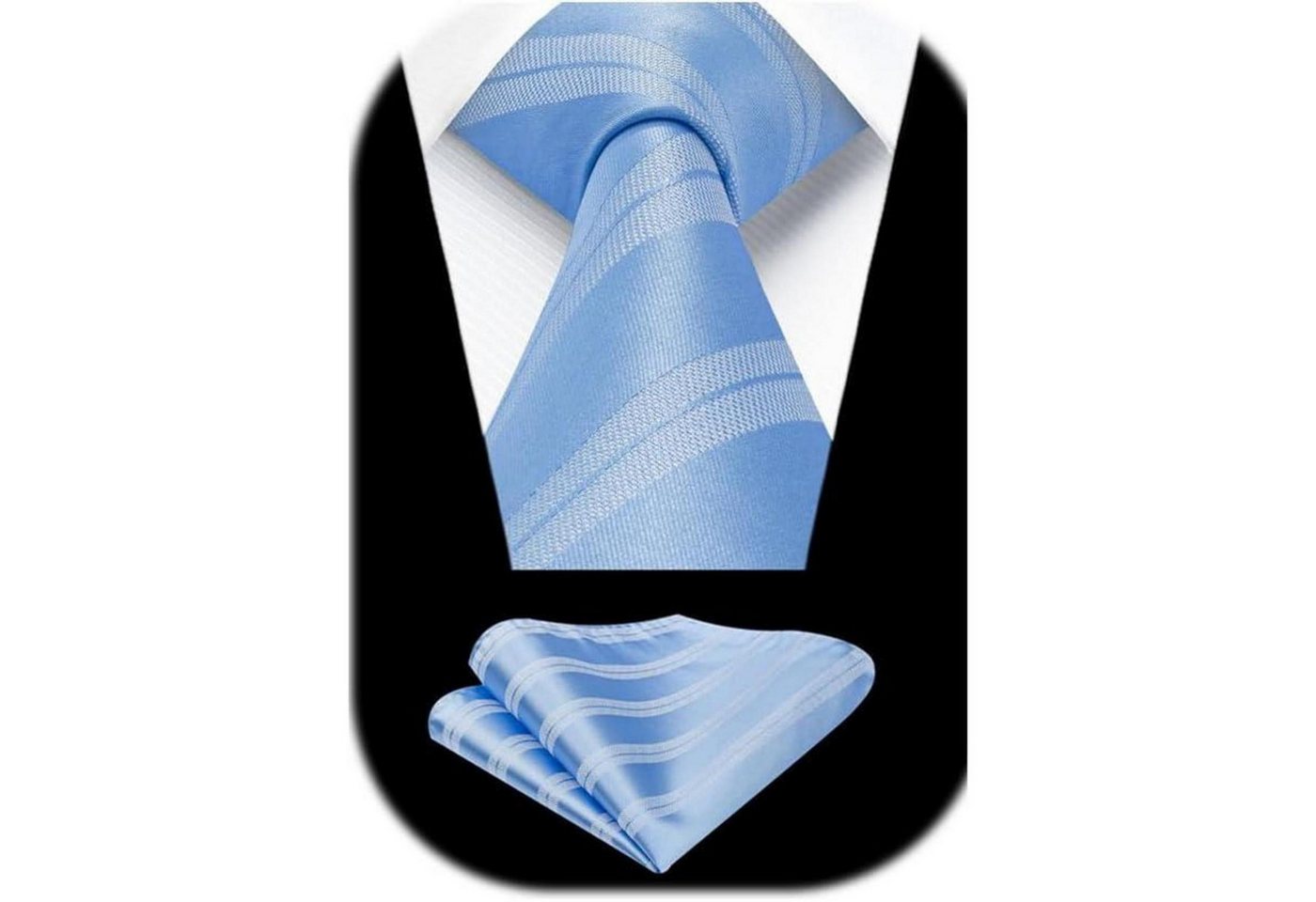 LuxusKollektion Krawatte Krawatte Herren Streifen Einstecktuch Set Hochzeit Himmelblau von LuxusKollektion