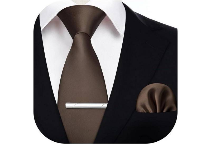 LuxusKollektion Krawatte Krawatte Herren einfarbig Krawattenklammer Set Einheitsgröße Braun LuxusKollektion Krawatte Krawatte Herren einfarbig Krawattenklammer Set Einheitsgröße Braun von LuxusKollektion