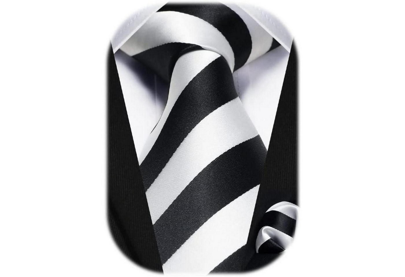 LuxusKollektion Krawatte Krawatte Herren gepunktet Einstecktuch Einheitsgröße Schwarz & Weiß von LuxusKollektion
