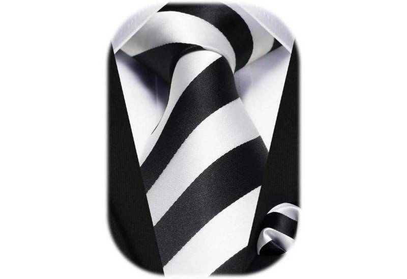 LuxusKollektion Krawatte Krawatte Herren gepunktet Einstecktuch Einheitsgröße Schwarz & Weiß von LuxusKollektion