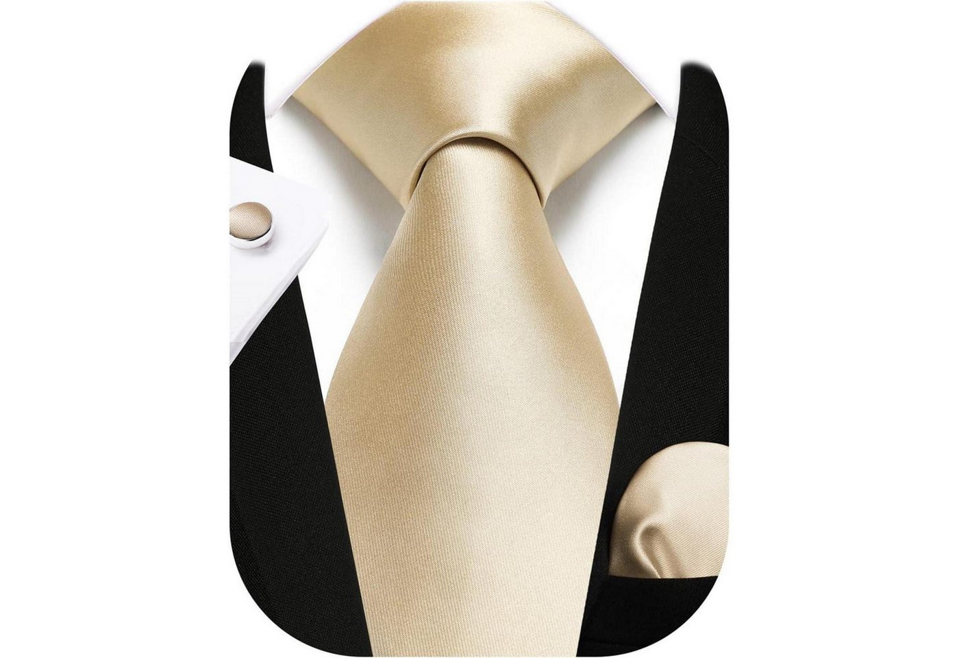 LuxusKollektion Krawatte Krawatte Hochzeit Seide Einstecktuch Manschettenknöpfe B- Champagner von LuxusKollektion