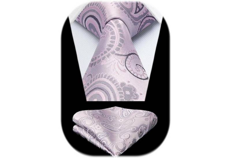 LuxusKollektion Krawatte Krawatte Paisley Herren Einstecktuch Hochzeit Beerdigung Rosa a von LuxusKollektion