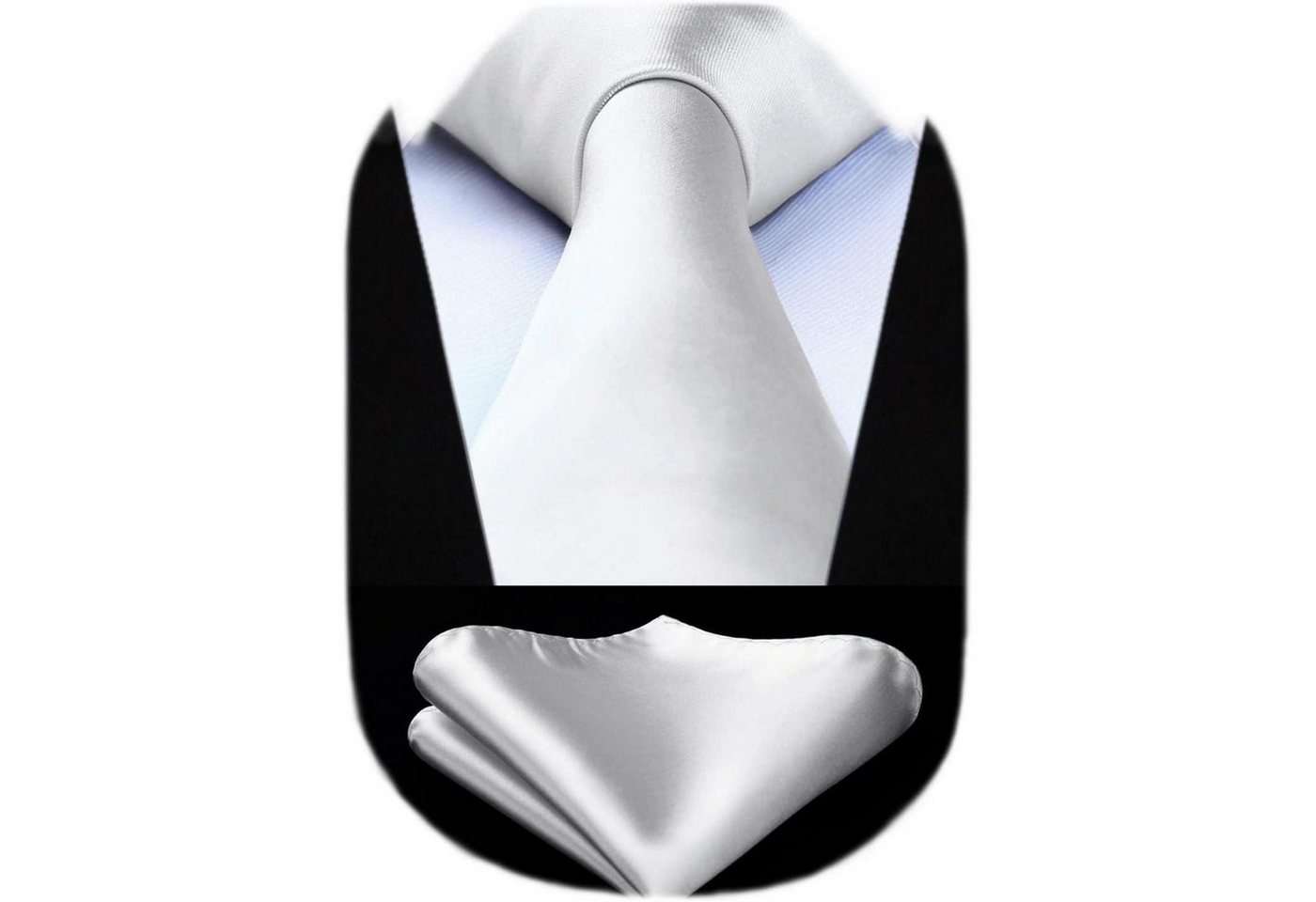 LuxusKollektion Krawatte Krawatte Set Herren Einstecktuch einfarbig Hochzeit Weib Einheitsgröße von LuxusKollektion