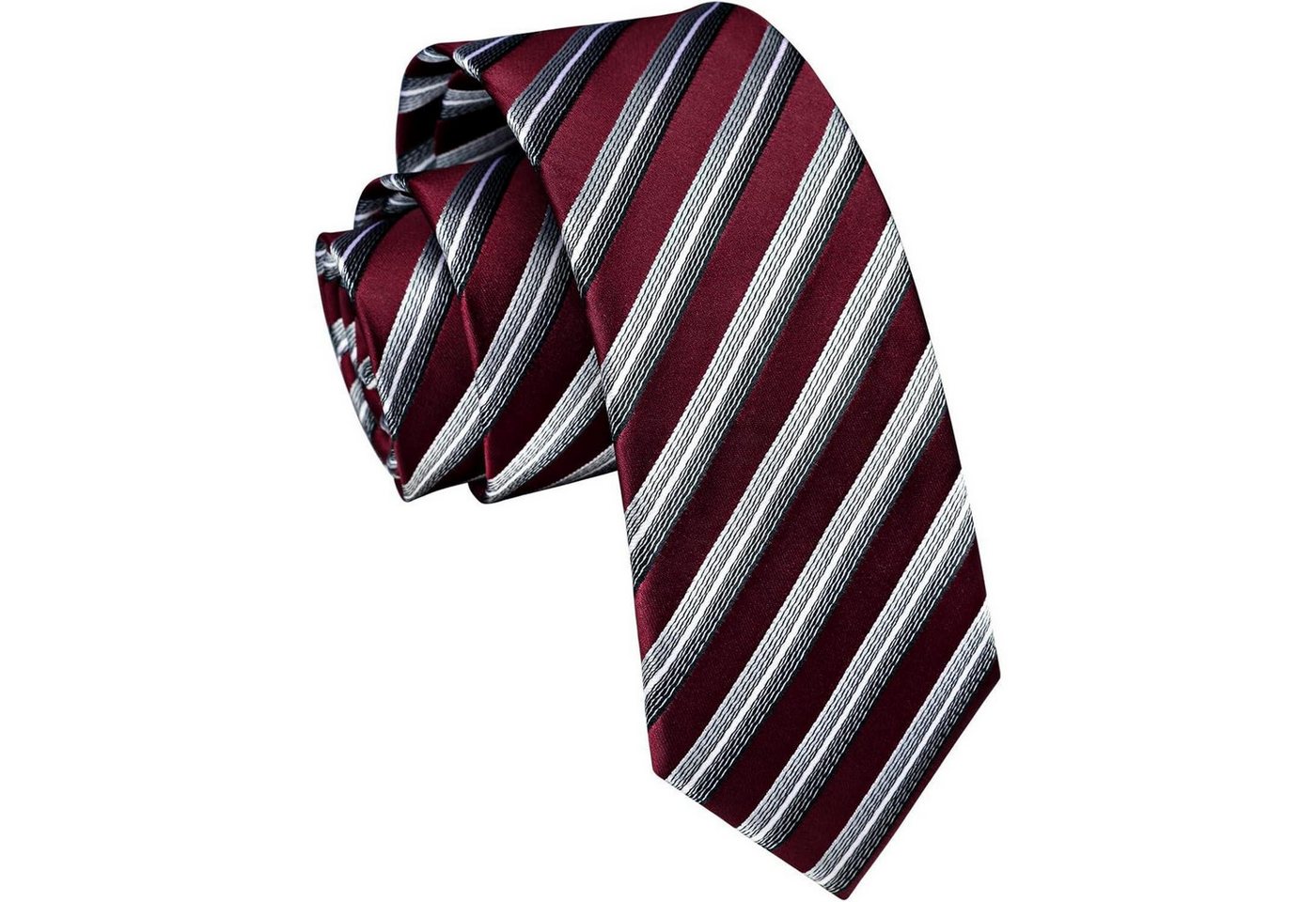 LuxusKollektion Krawatte Krawatte schmal Herren klassisch 6cm Einheitsgröße Rot & Silber von LuxusKollektion