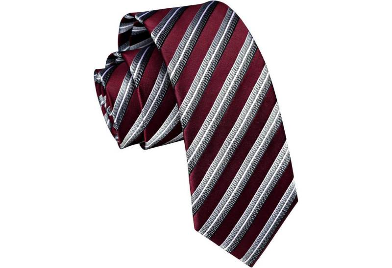LuxusKollektion Krawatte Krawatte schmal Herren klassisch 6cm Einheitsgröße Rot & Silber von LuxusKollektion
