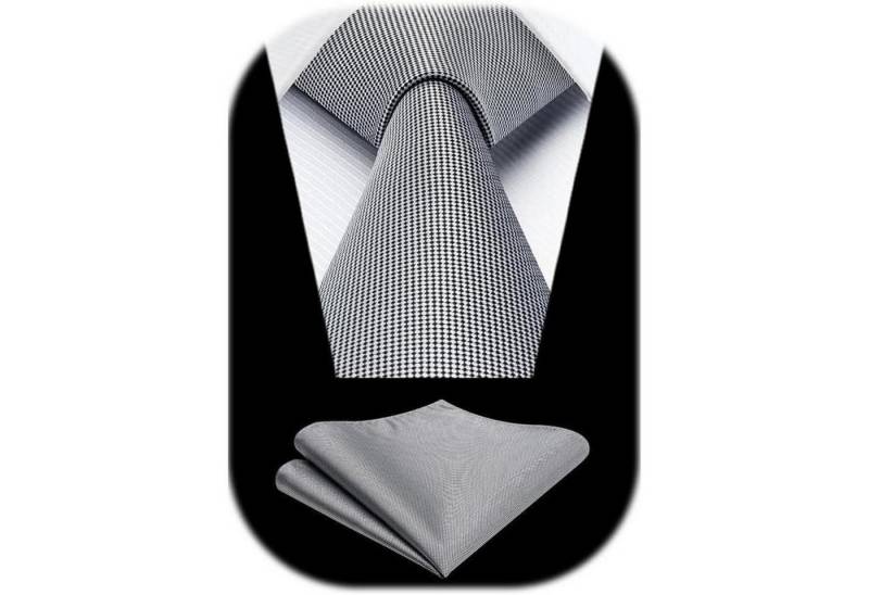 LuxusKollektion Krawatte Krawatten Herren Einstecktuch Set einfarbig Hochzeit Schwarz Weiß von LuxusKollektion