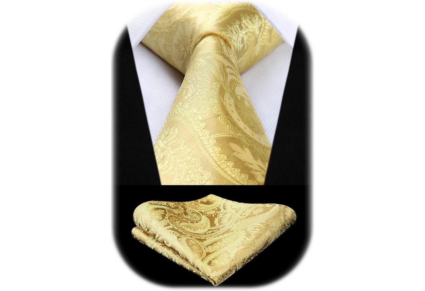 LuxusKollektion Krawatte Krawatten Herren Hochzeit Einstecktuch Paisley Einheitsgröße G-gold-4 von LuxusKollektion
