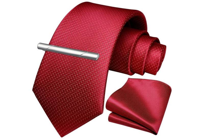 LuxusKollektion Krawatte Krawatten Herren Hochzeit Set Einstecktuch Einheitsgröße Z-Rote von LuxusKollektion