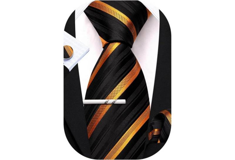 LuxusKollektion Krawatte Krawatten Herren Seide Manschettenknopf Schwarz leuchtend orange LuxusKollektion Krawatte Krawatten Herren Seide Manschettenknopf Schwarz leuchtend orange von LuxusKollektion