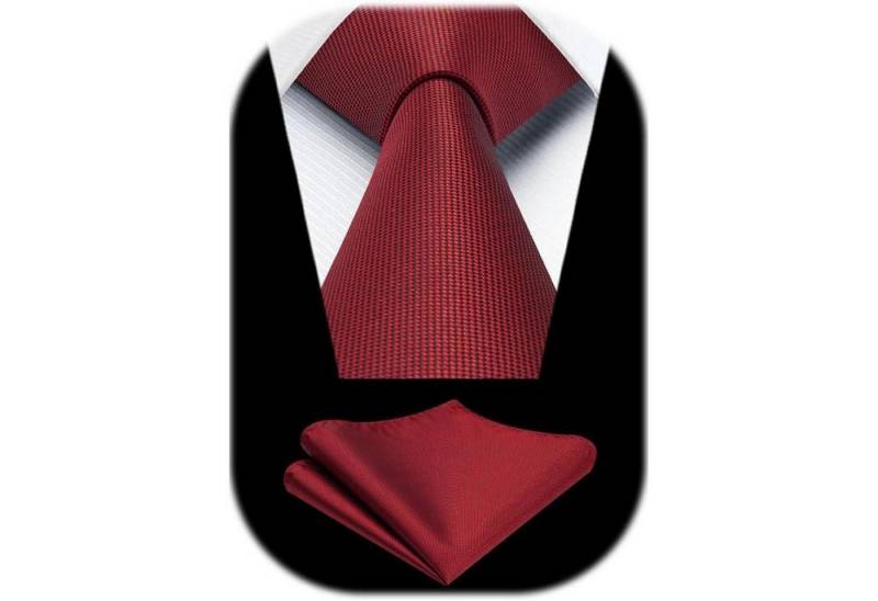 LuxusKollektion Krawatte Krawatten Herren Set Einstecktuch Hochzeit Business Rot von LuxusKollektion