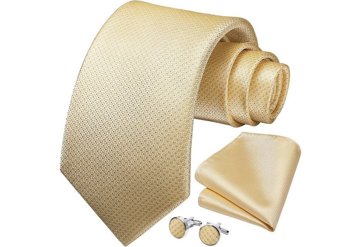 LuxusKollektion Krawatte Krawatten Set Herren Hochzeit Einstecktuch Kariert Beige von LuxusKollektion