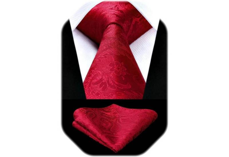 LuxusKollektion Krawatte Krawatten Set Herren Hochzeit Paisley Einheitsgröße N-rot-1 von LuxusKollektion