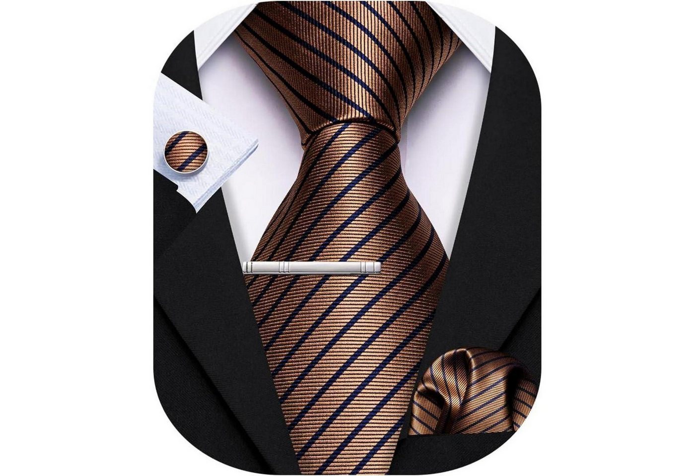 LuxusKollektion Krawatte Krawatten Set Herren Hochzeit Taschentuch Streifen Kaffee LuxusKollektion Krawatte Krawatten Set Herren Hochzeit Taschentuch Streifen Kaffee von LuxusKollektion