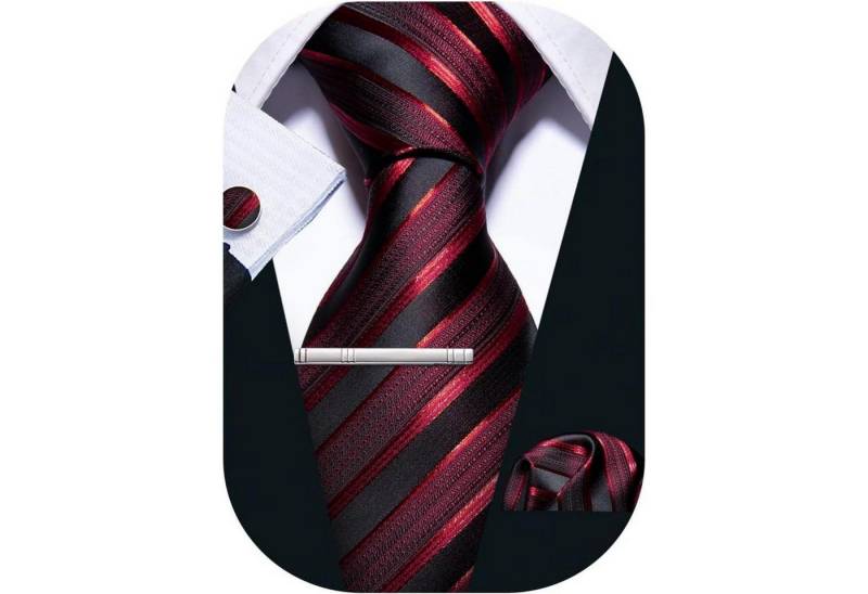 LuxusKollektion Krawatte Krawatten Set Herren Seide Manschettenknopf Hochzeit Schwarz und Rot LuxusKollektion Krawatte Krawatten Set Herren Seide Manschettenknopf Hochzeit Schwarz und Rot von LuxusKollektion