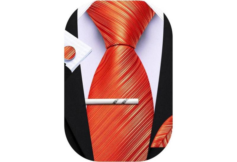 LuxusKollektion Krawatte Krawatten Set Herren Seide Taschentuch Manschettenknopf Orange LuxusKollektion Krawatte Krawatten Set Herren Seide Taschentuch Manschettenknopf Orange von LuxusKollektion