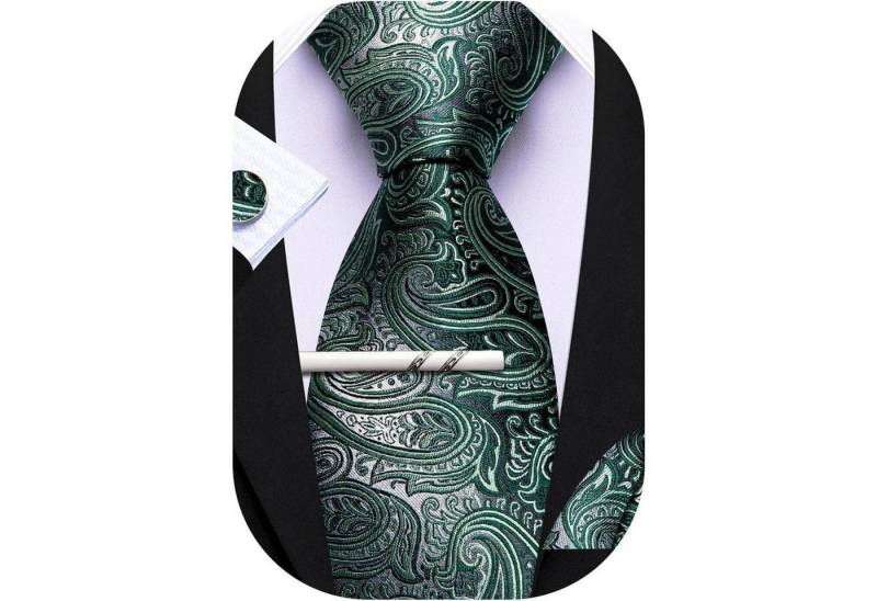 LuxusKollektion Krawatte Krawatten Set Seide Taschentuch Manschettenknöpfe Grün Dunkelgrün LuxusKollektion Krawatte Krawatten Set Seide Taschentuch Manschettenknöpfe Grün Dunkelgrün von LuxusKollektion