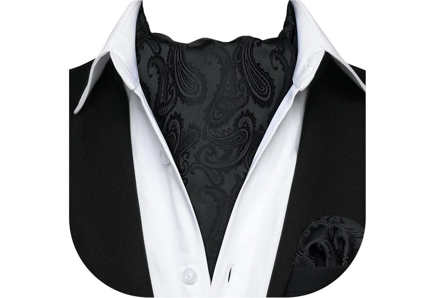 LuxusKollektion Krawatte Krawattenschal Herren Ascot B Schwarz Paisley Einheitsgröße von LuxusKollektion