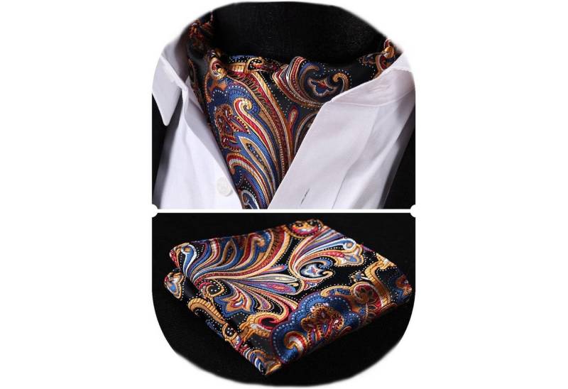 LuxusKollektion Krawatte Krawattenschal Herren Ascot Einstecktuch Orange Blau Einheitsgröße von LuxusKollektion