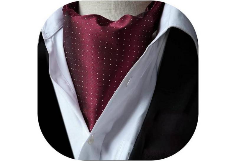 LuxusKollektion Krawatte Krawattenschal Herren Ascot Halstuch Gepunktet Hochzeit Burgund-1 von LuxusKollektion