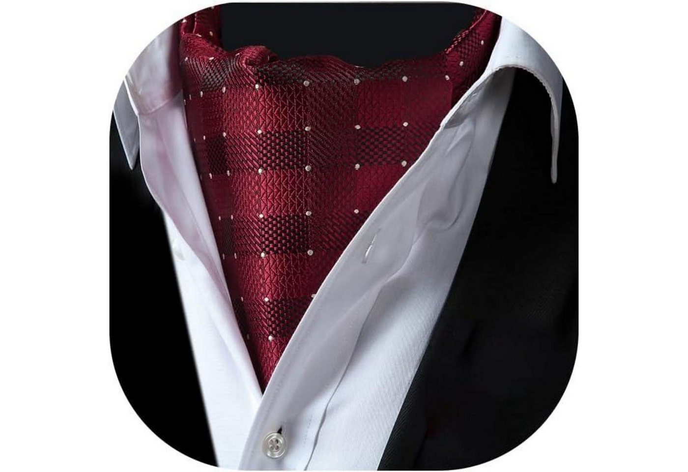 LuxusKollektion Krawatte Krawattenschal Herren Ascot Hochzeit gepunktet Burgund-3 von LuxusKollektion