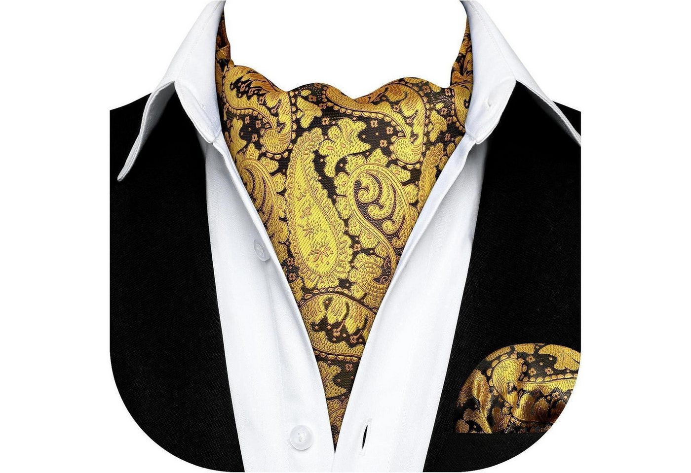 LuxusKollektion Krawatte Krawattenschal Herren Ascot Paisley Hochzeit A-Golden Einheitsgröße von LuxusKollektion