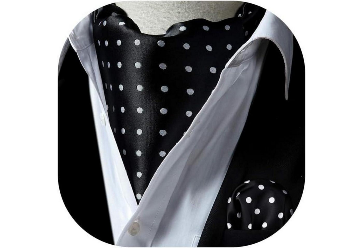 LuxusKollektion Krawatte Krawattenschal Herren Hochzeit Ascot Schwarz-weiss Einheitsgröße von LuxusKollektion