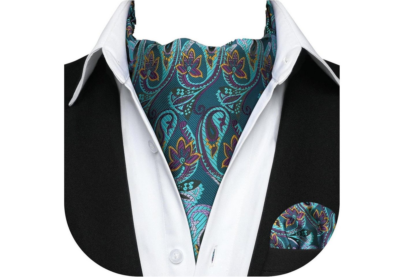 LuxusKollektion Krawatte Krawattenschal Herren Hochzeit Ascot Türkis Paisley Einheitsgröße von LuxusKollektion