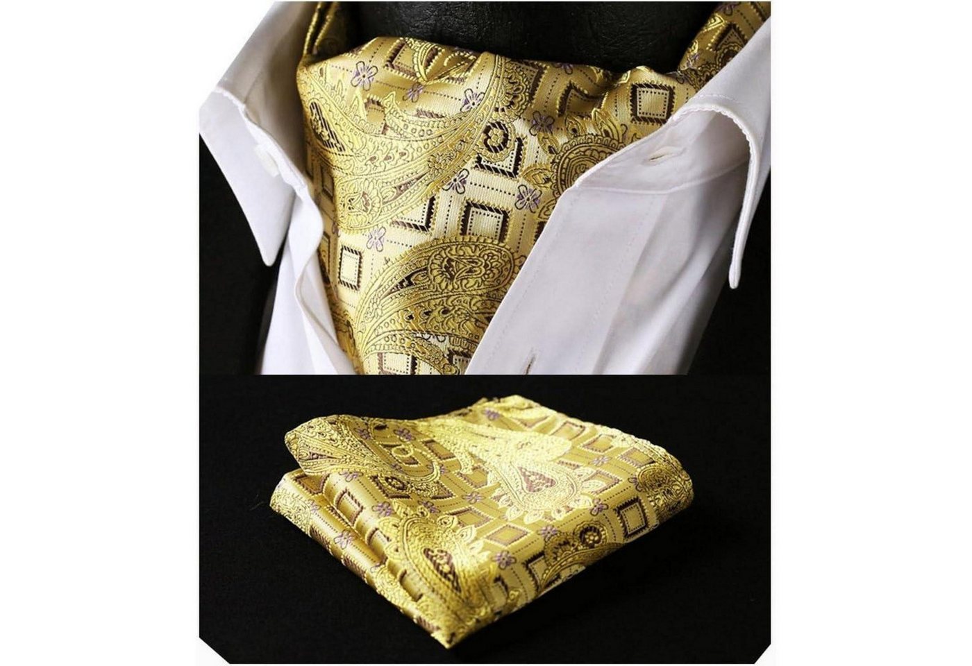 LuxusKollektion Krawatte Krawattenschal Herren Hochzeit Paisley Ascot Gelbes Gold Einheitsgröße von LuxusKollektion