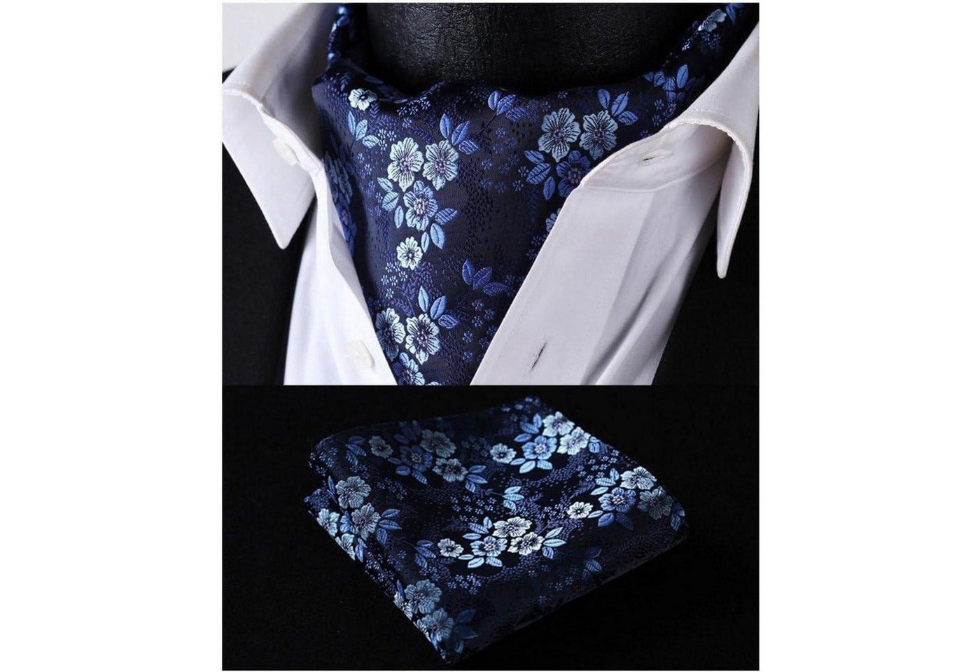 LuxusKollektion Krawatte Krawattenschal Herren Hochzeit Paisley Ascot Navy Blau 2 Einheitsgröße von LuxusKollektion