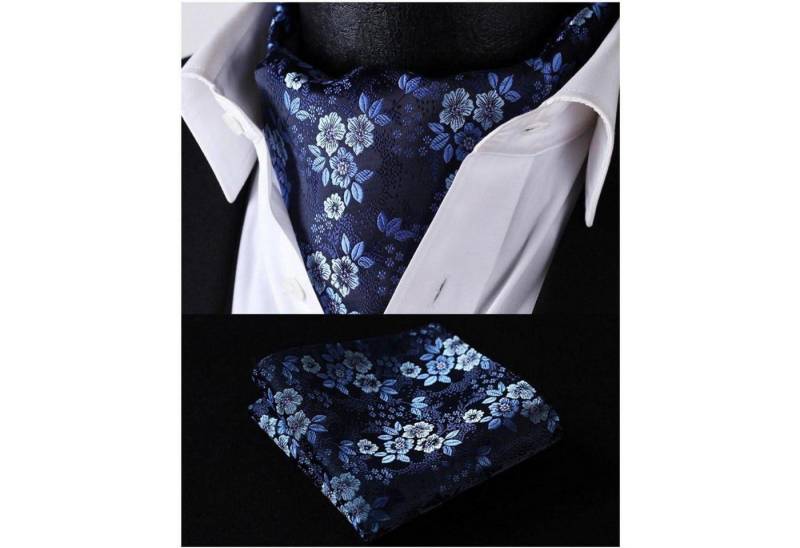 LuxusKollektion Krawatte Krawattenschal Herren Hochzeit Paisley Ascot Navy Blau 2 Einheitsgröße von LuxusKollektion