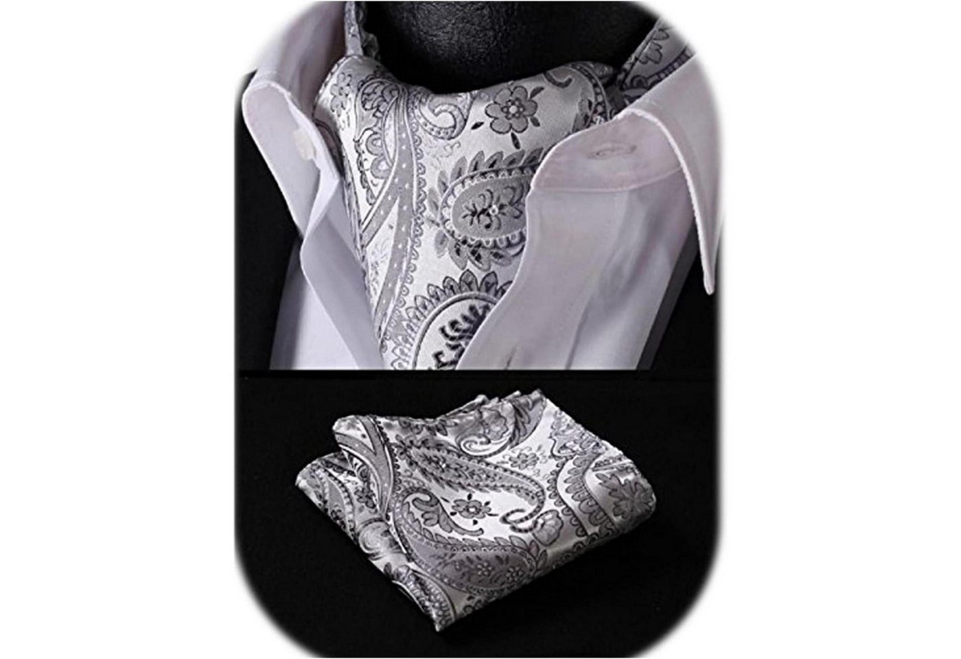 LuxusKollektion Krawatte Krawattenschal Herren Paisley Ascot Krawatte Grau Silber Einheitsgröße von LuxusKollektion