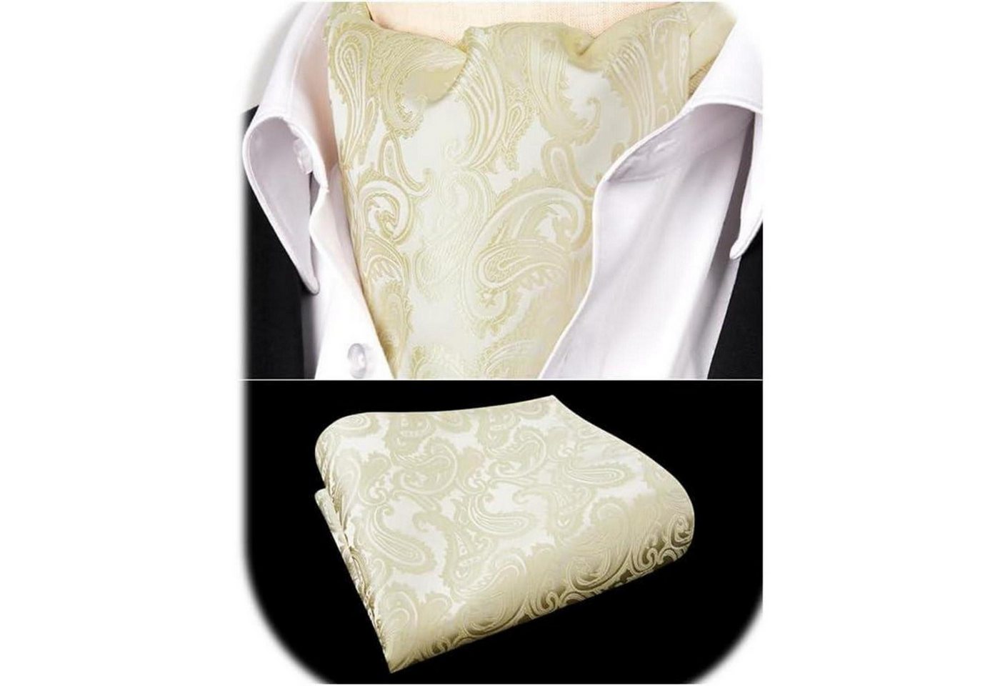 LuxusKollektion Krawatte Krawattenschal Herren Paisley Ascot Krawatte Set Beige Gleiche Größe von LuxusKollektion