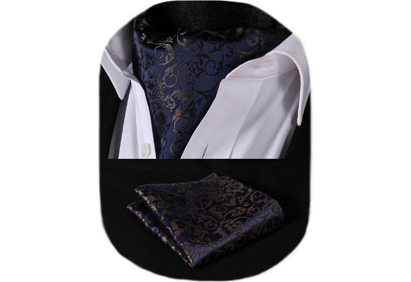LuxusKollektion Krawatte Krawattenschal Herren Paisley Ascot Marineblau Braun Einheitsgröße LuxusKollektion Krawatte Krawattenschal Herren Paisley Ascot Marineblau Braun Einheitsgröße von LuxusKollektion