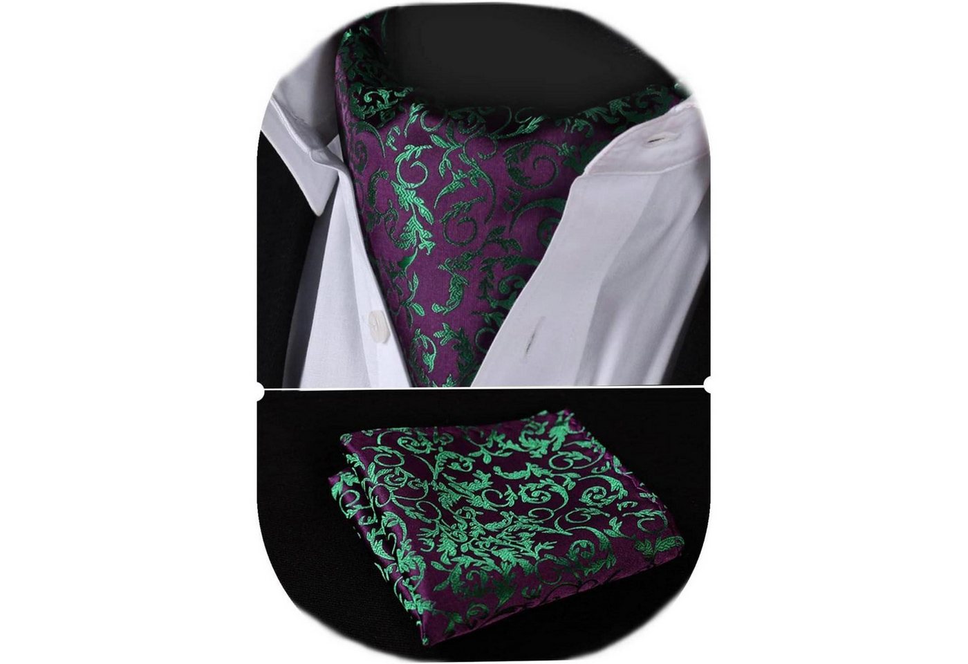 LuxusKollektion Krawatte Krawattenschal Herren Paisley Floral Ascot Grün Lila Einheitsgröße von LuxusKollektion